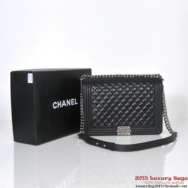 2013 Boy Chanel Flap Shoulder Bag Sheepskin Leather A37005 Black 2013 Boy Chanel Flap Shoulder Bag Sheepskin Leather A37005 Black