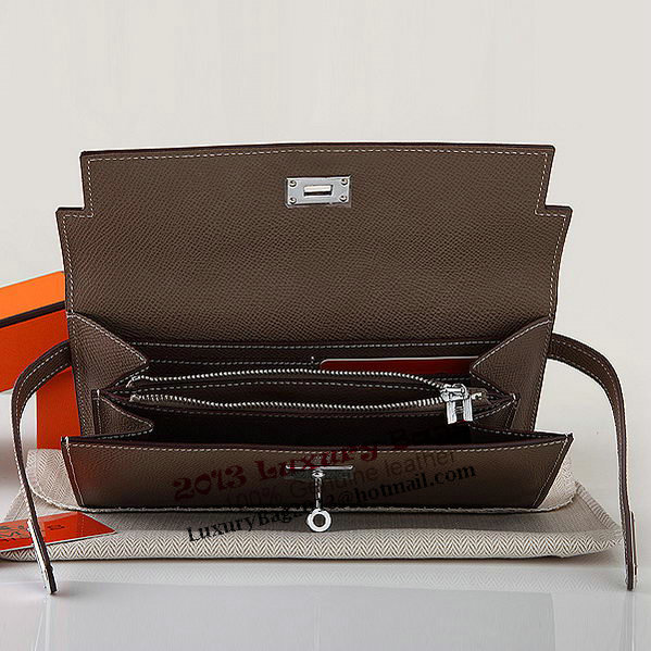 Hermes Kelly Original Saffiano Leather Bi-Fold Wallet A708 Dark Gray Hermes Kelly Original Saffiano Leather Bi-Fold Wallet A708 Dark Gray