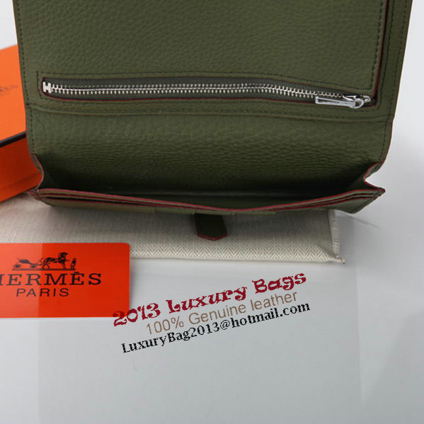 Hermes Bearn Japonaise Bi-Fold Wallet Grainy Leather A208 Dark Green Hermes Bearn Japonaise Bi-Fold Wallet Grainy Leather A208 Dark Green