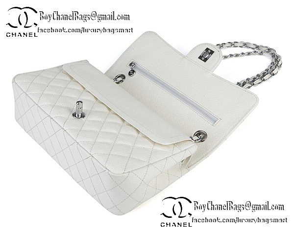 Chanel Classic Flap Bag Cannage Pattern CHA1113 White Chanel Classic Flap Bag Cannage Pattern CHA1113 White