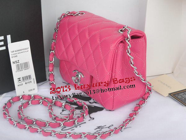 Chanel mini Classic Flap Bag Rose Original Sheekskin CHA1115 Silver Chanel mini Classic Flap Bag Rose Original Sheekskin CHA1115 Silver