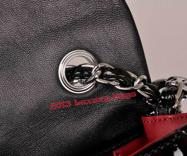 Chanel mini Classic Flap Bag Black Patent Leather 1117 Silver Chanel mini Classic Flap Bag Black Patent Leather 1117 Silver