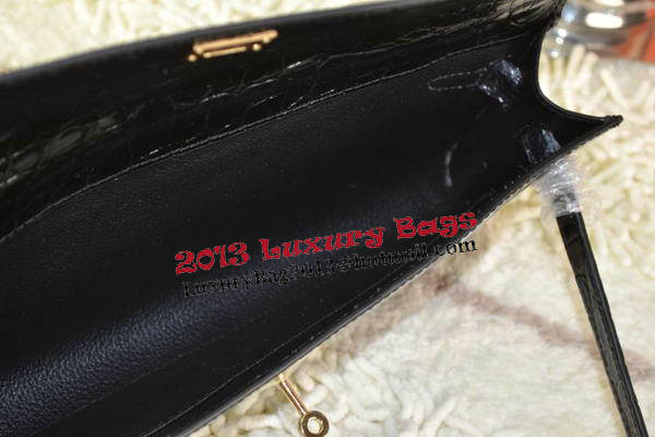 Hermes Kelly Clutch Bag Croco Leather K31 Black Hermes Kelly Clutch Bag Croco Leather K31 Black