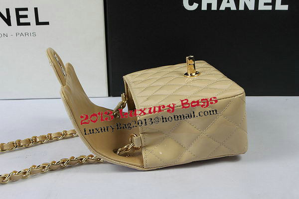 Chanel Classic MINI Flap Bag Apricot Original Patent Leather CF1115 Gold Chanel Classic MINI Flap Bag Apricot Original Patent Leather CF1115 Gold