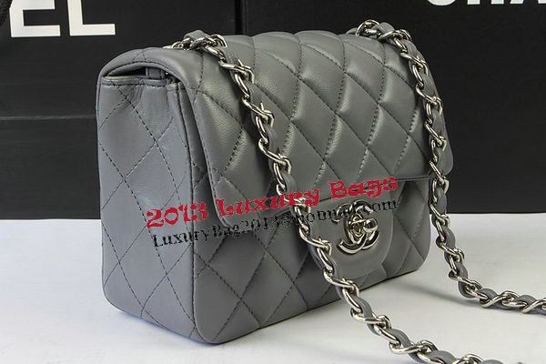 Chanel Classic MINI Flap Bag Grey Original Sheep Leather CF1115 Silver Chanel Classic MINI Flap Bag Grey Original Sheep Leather CF1115 Silver