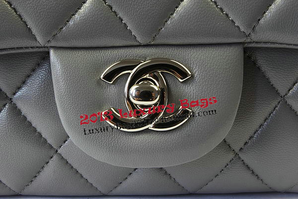 Chanel Classic MINI Flap Bag Grey Original Sheep Leather CF1115 Silver Chanel Classic MINI Flap Bag Grey Original Sheep Leather CF1115 Silver
