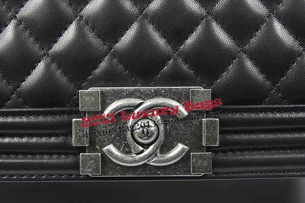 Boy Chanel Flap Shoulder Bag Black Original Sheepskin A67087 Silver Boy Chanel Flap Shoulder Bag Black Original Sheepskin A67087 Silver