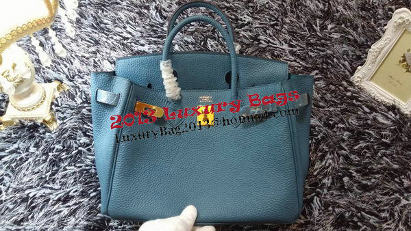 Hermes Birkin 30CM Tote Bags Litchi Leather H30LI Blue Hermes Birkin 30CM Tote Bags Litchi Leather H30LI Blue