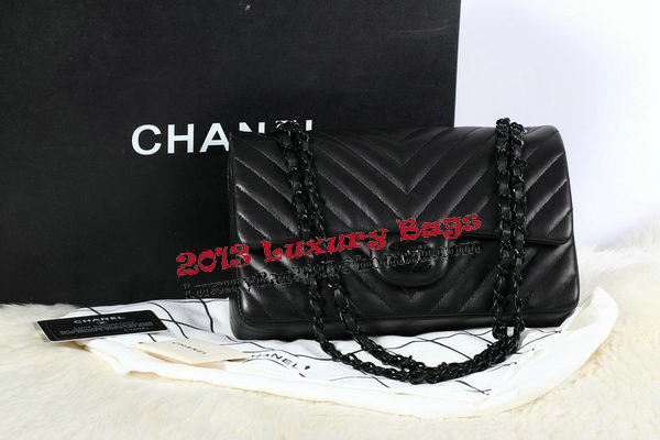 Chanel 2.55 Series Flap Bag Sheepskin Chevron Quilting A1112 Black Chanel 2.55 Series Flap Bag Sheepskin Chevron Quilting A1112 Black