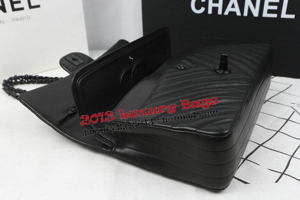 Chanel 2.55 Series Flap Bag Sheepskin Leather Chevron Quilting A1112 Black Chanel 2.55 Series Flap Bag Sheepskin Leather Chevron Quilting A1112 Black