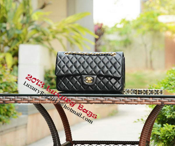 Chanel 2.55 Series Flap Bag Black Sheepskin Leather A37586 Gold Chanel 2.55 Series Flap Bag Black Sheepskin Leather A37586 Gold