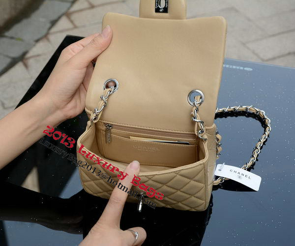 Chanel Classic MINI Flap Bag Apricot Sheepskin A37585 Silver Chanel Classic MINI Flap Bag Apricot Sheepskin A37585 Silver