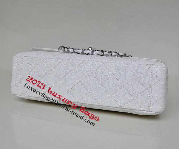 Chanel Maxi Quilted Classic Flap Bag White Cannage Patterns A58601 Silver Chanel Maxi Quilted Classic Flap Bag White Cannage Patterns A58601 Silver