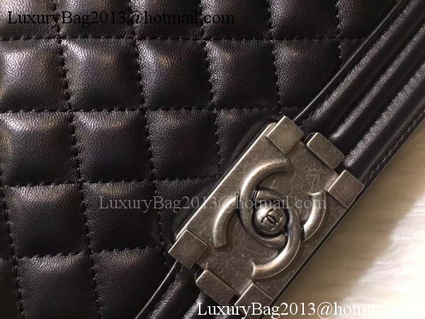 Boy Chanel Flap Shoulder Bag Black Sheepskin Leather A67086 Silver Boy Chanel Flap Shoulder Bag Black Sheepskin Leather A67086 Silver
