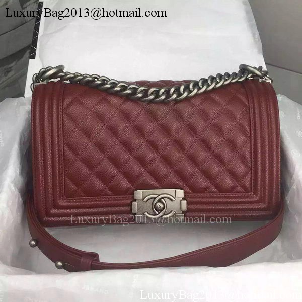 Chanel Boy Flap Shoulder Bag Burgundy Original Calfskin Leather A8708 Silver Chanel Boy Flap Shoulder Bag Burgundy Original Calfskin Leather A8708 Silver