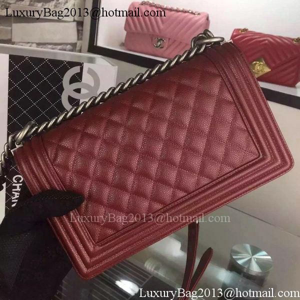 Chanel Boy Flap Shoulder Bag Burgundy Original Calfskin Leather A8708 Silver Chanel Boy Flap Shoulder Bag Burgundy Original Calfskin Leather A8708 Silver