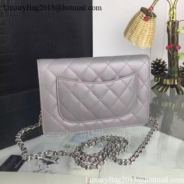 Chanel WOC mini Flap Bag Grey Sheepskin A5373 Silver Chanel WOC mini Flap Bag Grey Sheepskin A5373 Silver