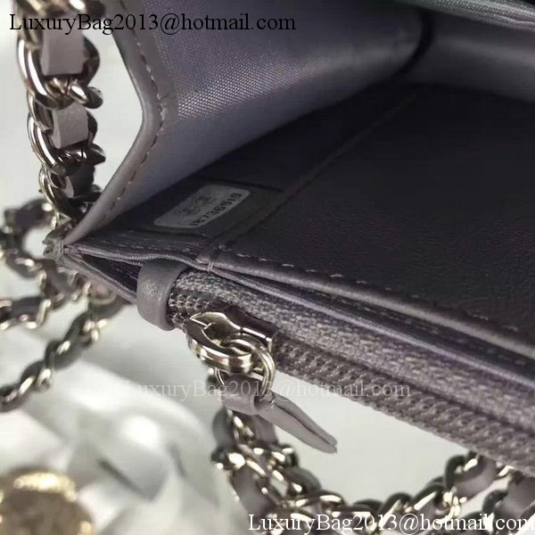 Chanel WOC mini Flap Bag Grey Sheepskin A5373 Silver Chanel WOC mini Flap Bag Grey Sheepskin A5373 Silver