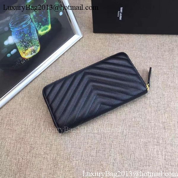 Yves Saint Laurent Monogramme Calfskin Leather Zippy Wallet Y38204 Black Yves Saint Laurent Monogramme Calfskin Leather Zippy Wallet Y38204 Black