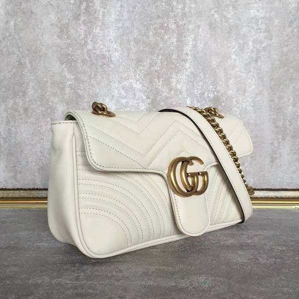 Gucci GG Marmont Sheenskin Shoulder Bag 443497A While Gucci GG Marmont Sheenskin Shoulder Bag 443497A While