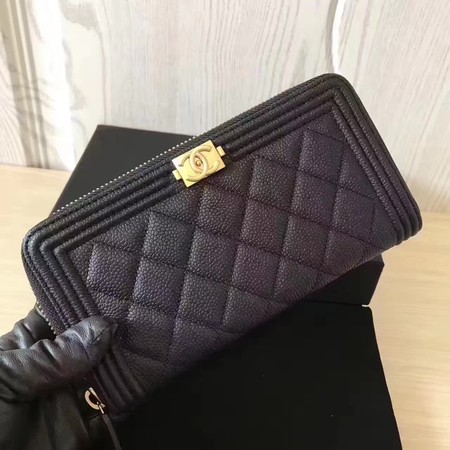 Boy Chanel Zip Around Wallet Cannage Pattern CHA5265 Black Boy Chanel Zip Around Wallet Cannage Pattern CHA5265 Black