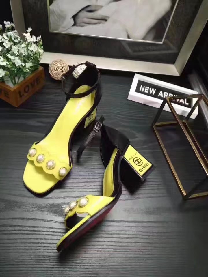 Chanel 60mm Sandal Leather CH2147 Yellow Chanel 60mm Sandal Leather CH2147 Yellow