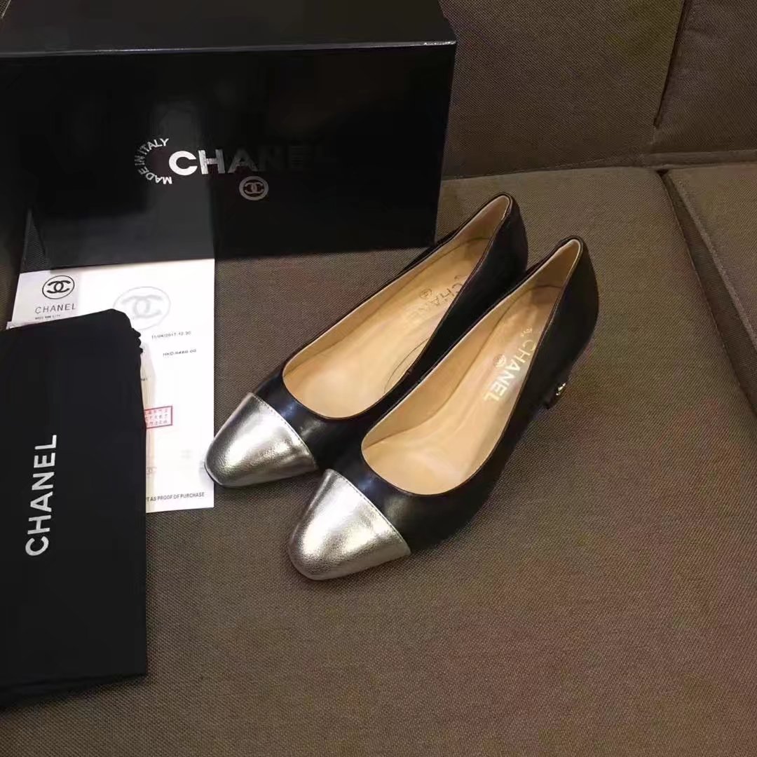 Chanel Pump Leather CH2146 Black&Silver Chanel Pump Leather CH2146 Black&Silver