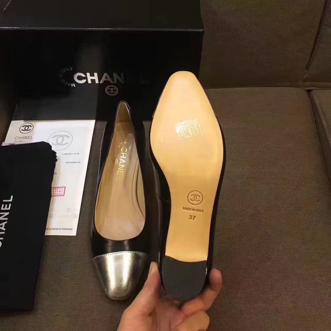 Chanel Pump Leather CH2146 Black&Silver Chanel Pump Leather CH2146 Black&Silver