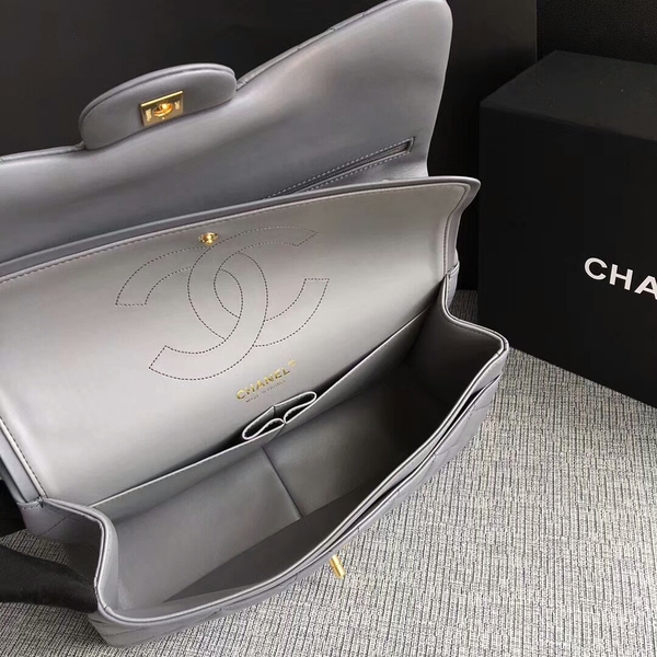 Chanel Flap Shoulder Bags Grey Original Lambskin Leather CF1113 Glod Chanel Flap Shoulder Bags Grey Original Lambskin Leather CF1113 Glod