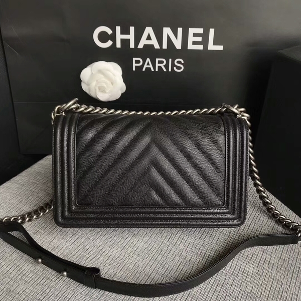 Boy Chanel Original Chevron Leather 67086 Black Boy Chanel Original Chevron Leather 67086 Black