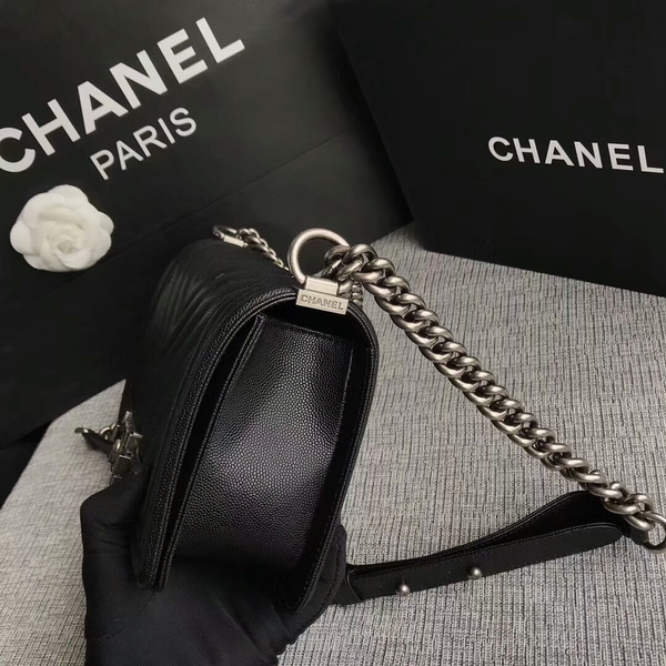 Boy Chanel Original Chevron Leather 67086 Black Boy Chanel Original Chevron Leather 67086 Black