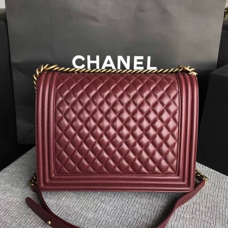 Boy Chanel Flap Shoulder Bag Wine Original Sheepskin Leather A67087 Gold Boy Chanel Flap Shoulder Bag Wine Original Sheepskin Leather A67087 Gold