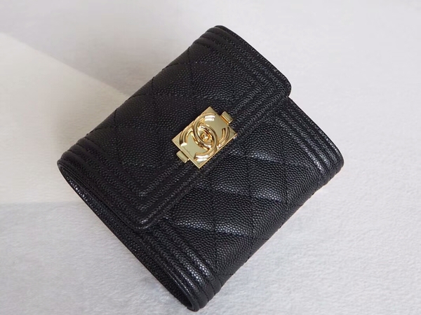 Chanel Tri-Fold Wallet Calfskin Leather A48980 Black Chanel Tri-Fold Wallet Calfskin Leather A48980 Black