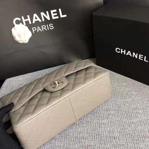 Chanel Flap Shoulder Bags Grey Original Calfskin Leather CF1113 Silver Chanel Flap Shoulder Bags Grey Original Calfskin Leather CF1113 Silver