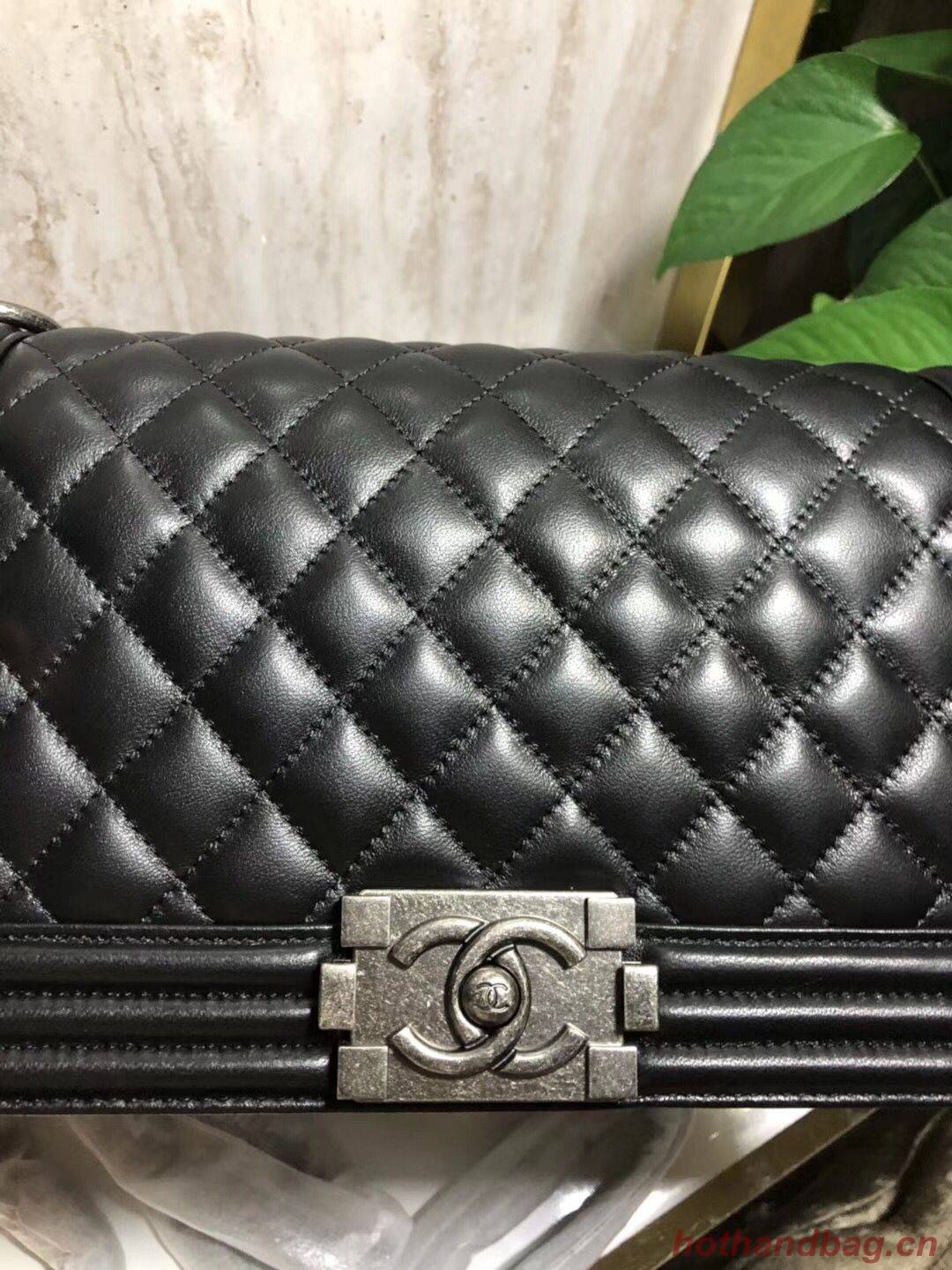 Chanel Boy Flap Original Sheepskin Leather Shoulder Black Bag A67086 Silver Chanel Boy Flap Original Sheepskin Leather Shoulder Black Bag A67086 Silver