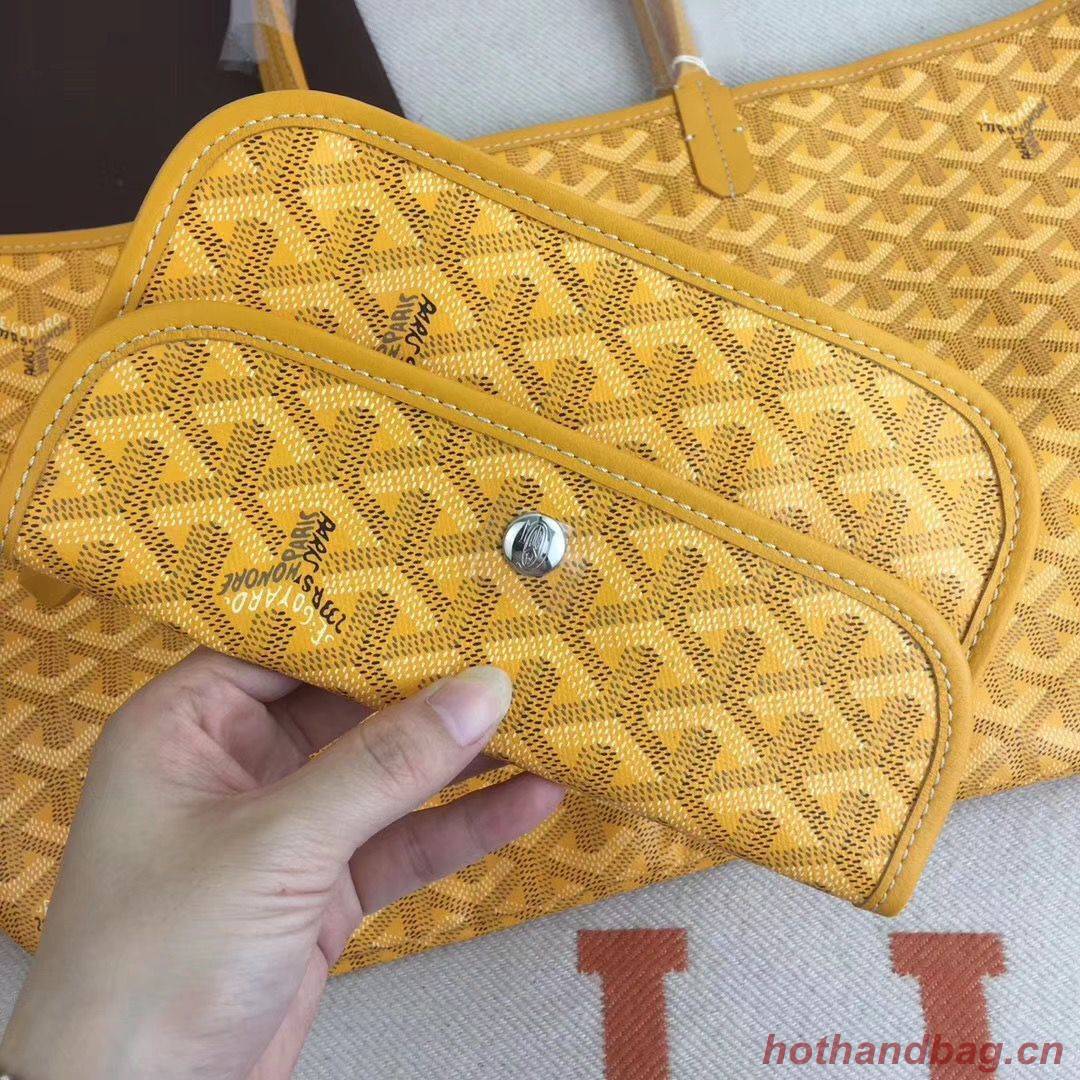 Goyard Y Doodling Calfskin Leather Tote Bag 7902 Yellow Goyard Y Doodling Calfskin Leather Tote Bag 7902 Yellow