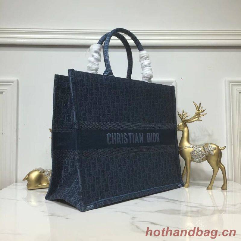 DIOR BOOK TOTE BAG IN EMBROIDERED CANVAS C1286 Blue DIOR BOOK TOTE BAG IN EMBROIDERED CANVAS C1286 Blue