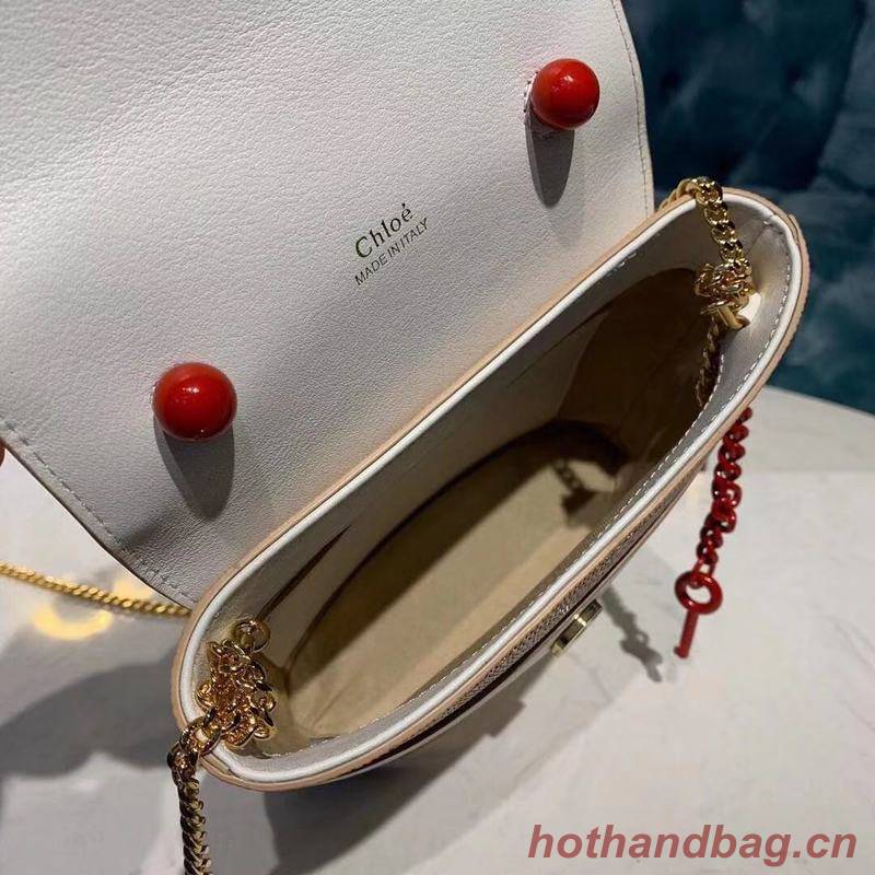 Chloe Small Aby Lock Chain Bag in Embossed Lizard Effect on Calfskin & Goatskin 3S035 White Chloe Small Aby Lock Chain Bag in Embossed Lizard Effect on Calfskin & Goatskin 3S035 White