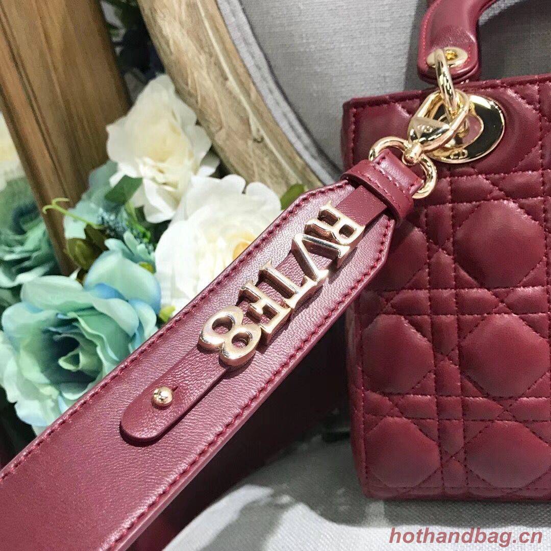 Dior LADY DIOR CALFSKIN BAG CD3891 Burgundy Dior LADY DIOR CALFSKIN BAG CD3891 Burgundy