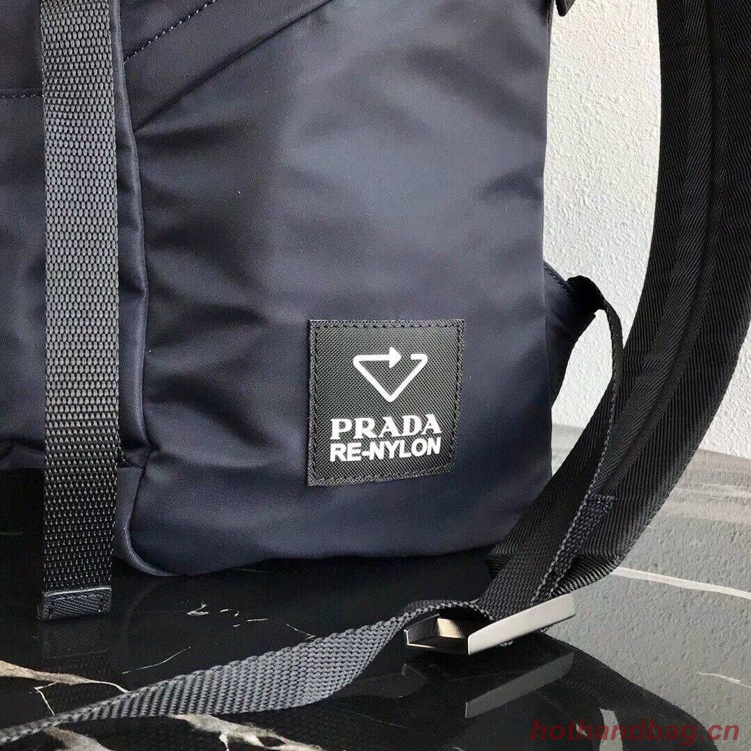 Prada Re-Nylon backpack 2VZ135 black&blue Prada Re-Nylon backpack 2VZ135 black&blue