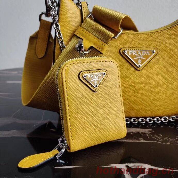 Prada Saffiano leather mini shoulder bag 2BH204 yellow Prada Saffiano leather mini shoulder bag 2BH204 yellow