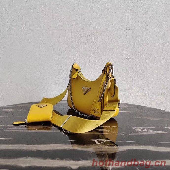 Prada Saffiano leather mini shoulder bag 2BH204 yellow Prada Saffiano leather mini shoulder bag 2BH204 yellow