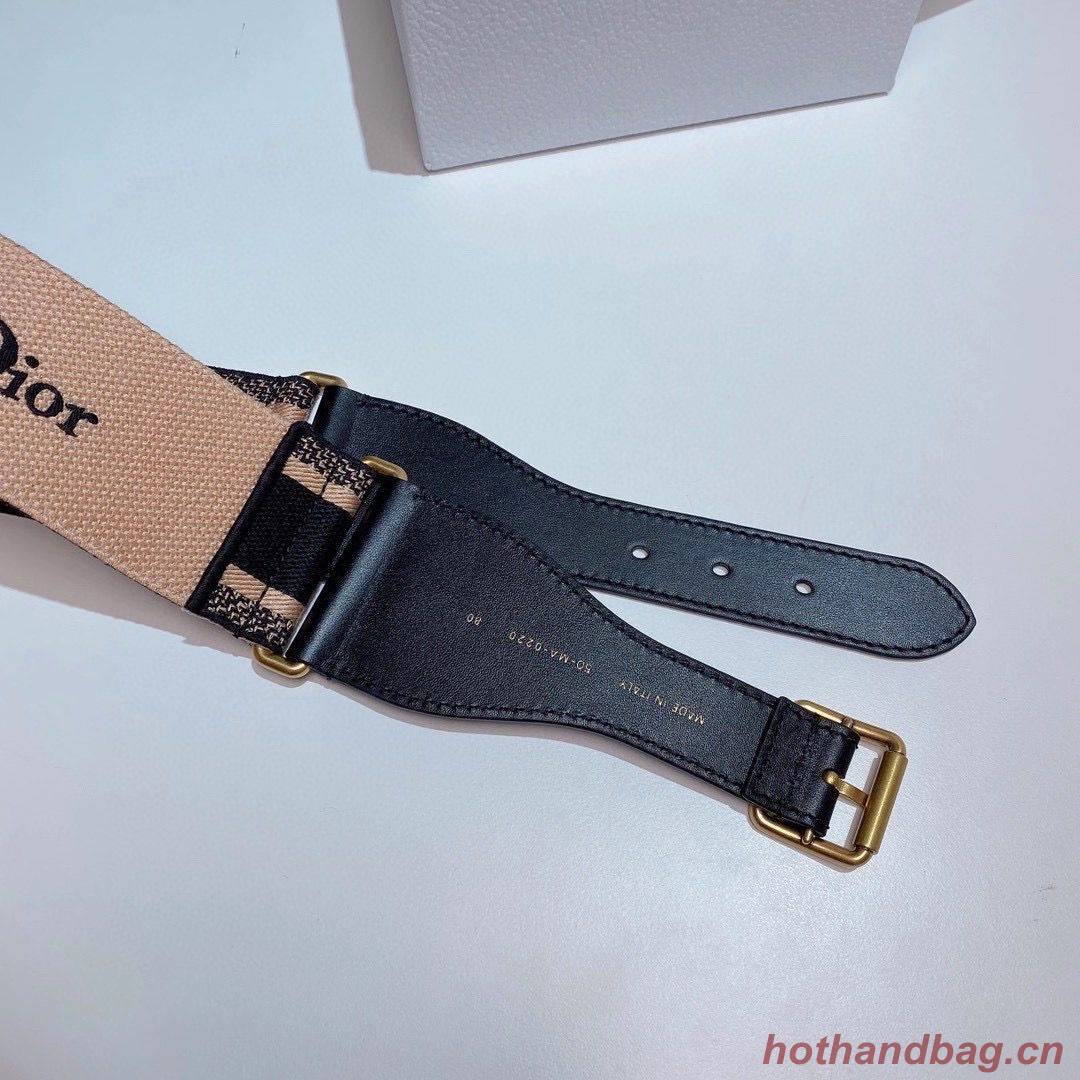 Dior Belt 65 mm Embroidered Canvas M928 Blue & Cream Dior Belt 65 mm Embroidered Canvas M928 Blue & Cream