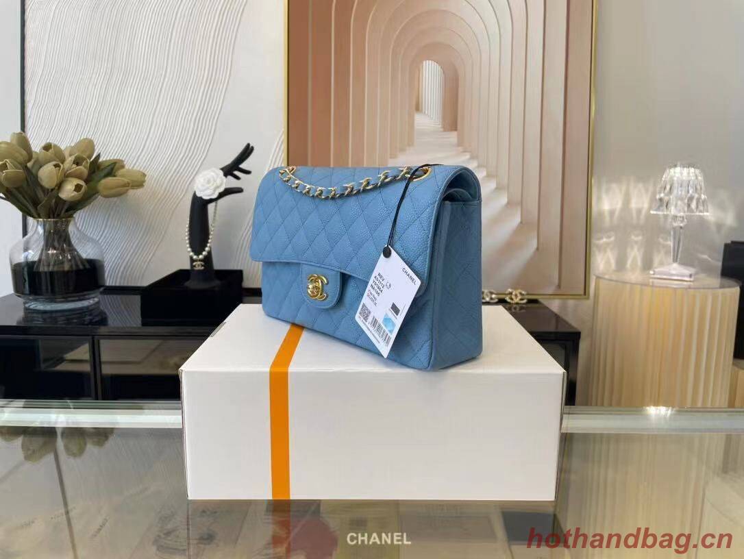 Chanel Classic Handbag Caviar Leather & Gold Metal A01112 Blue Chanel Classic Handbag Caviar Leather & Gold Metal A01112 Blue