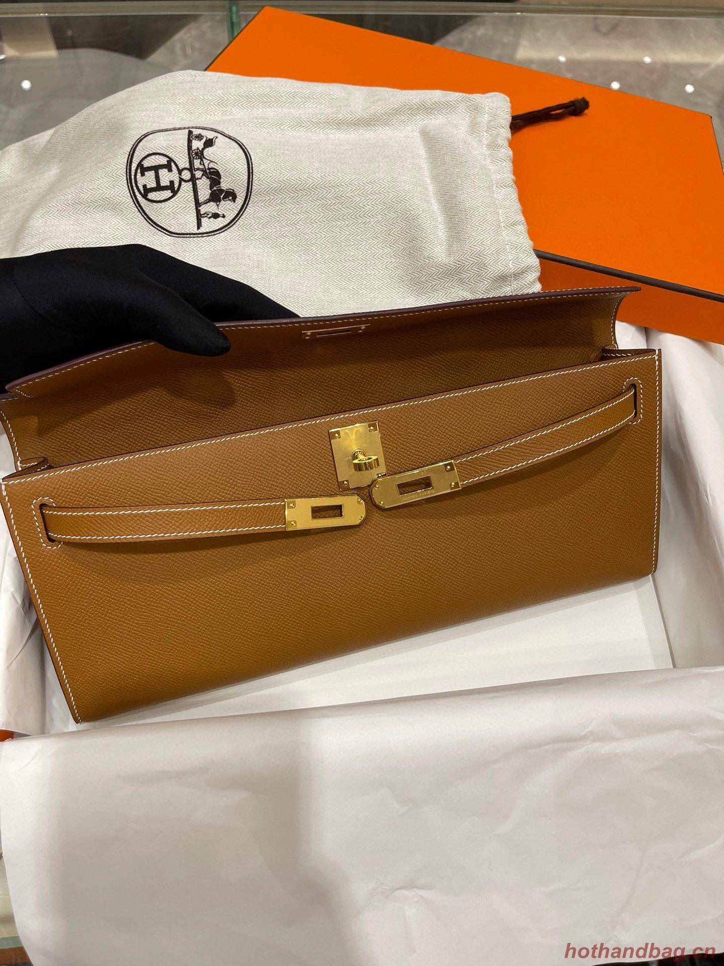 Hermes Kelly 31cm Clutch Original Epsom Leather KL31 Brown Hermes Kelly 31cm Clutch Original Epsom Leather KL31 Brown