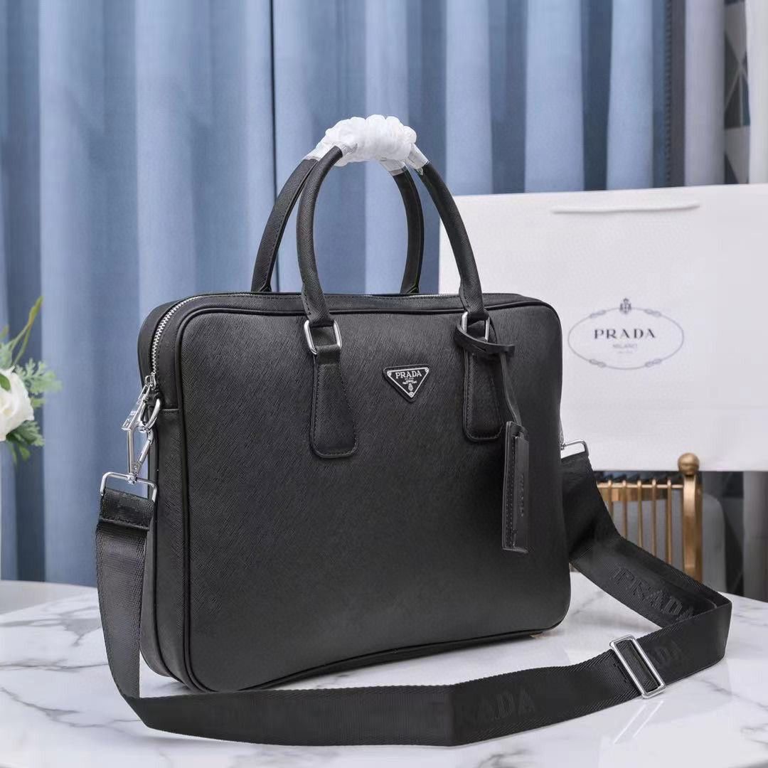 Prada Saffiano Leather Briefcase Bag 1BA238 Black Prada Saffiano Leather Briefcase Bag 1BA238 Black