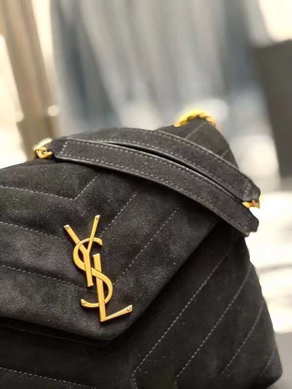 Yves Saint Laurent LOULOU MEDIUM BAG IN Y-QUILTED SUEDE Y94699 black Yves Saint Laurent LOULOU MEDIUM BAG IN Y-QUILTED SUEDE Y94699 black