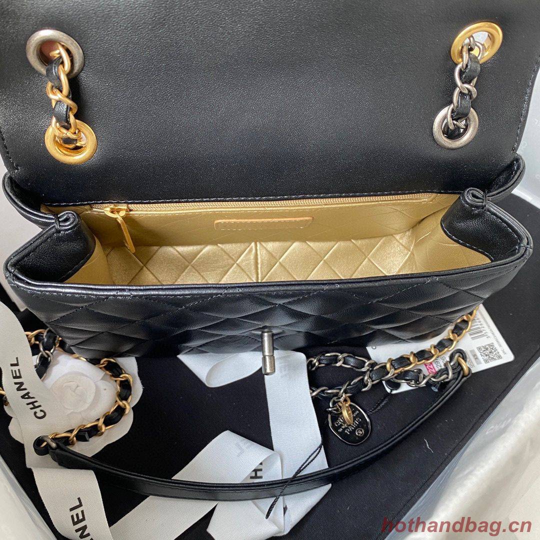 Chanel Original Leather Pearl Hairpin Badge Bag AS2979 Black Chanel Original Leather Pearl Hairpin Badge Bag AS2979 Black