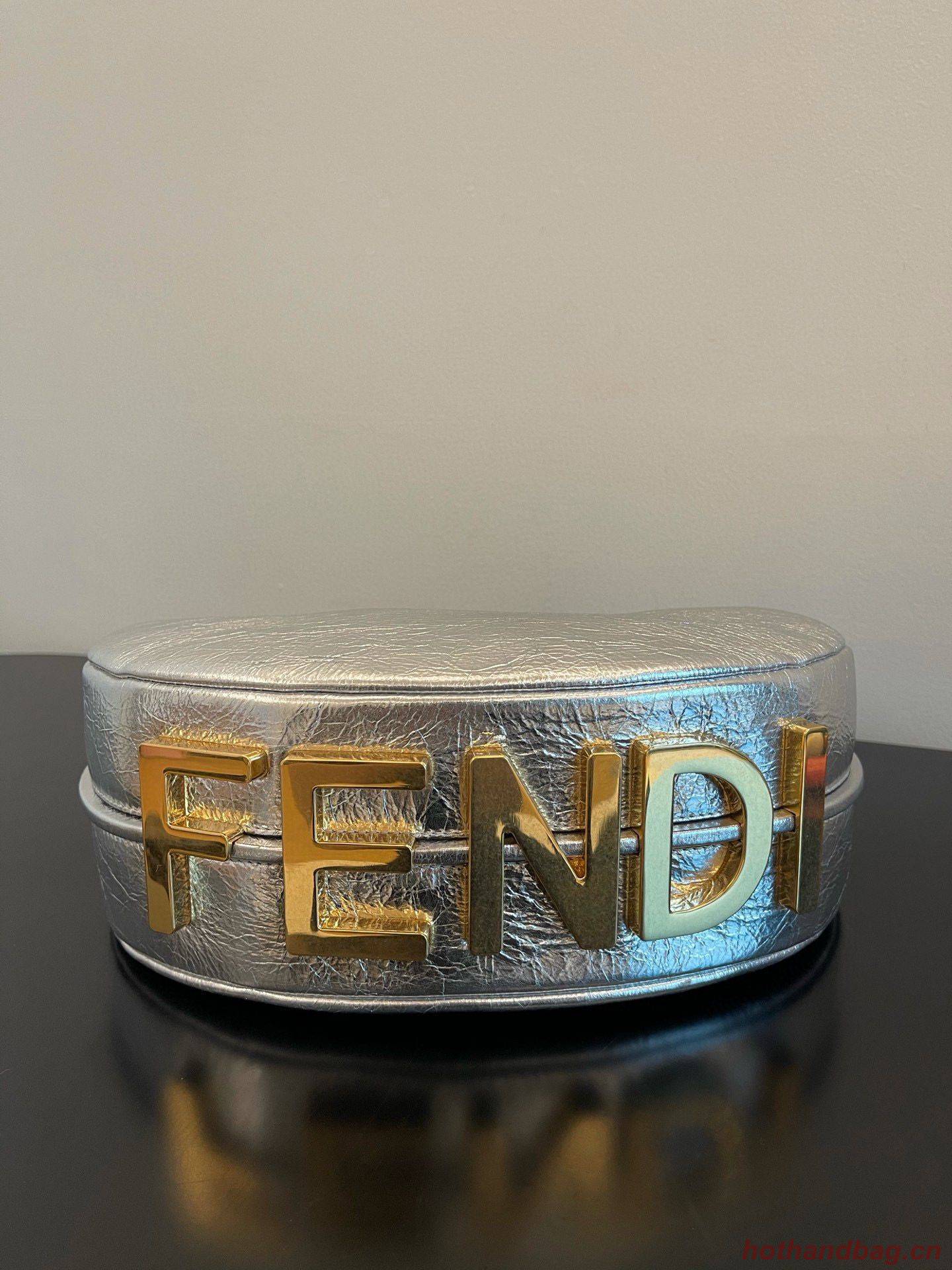 Fendi Praphy Original Leather Big Logo Bag 80056M Silver Fendi Praphy Original Leather Big Logo Bag 80056M Silver
