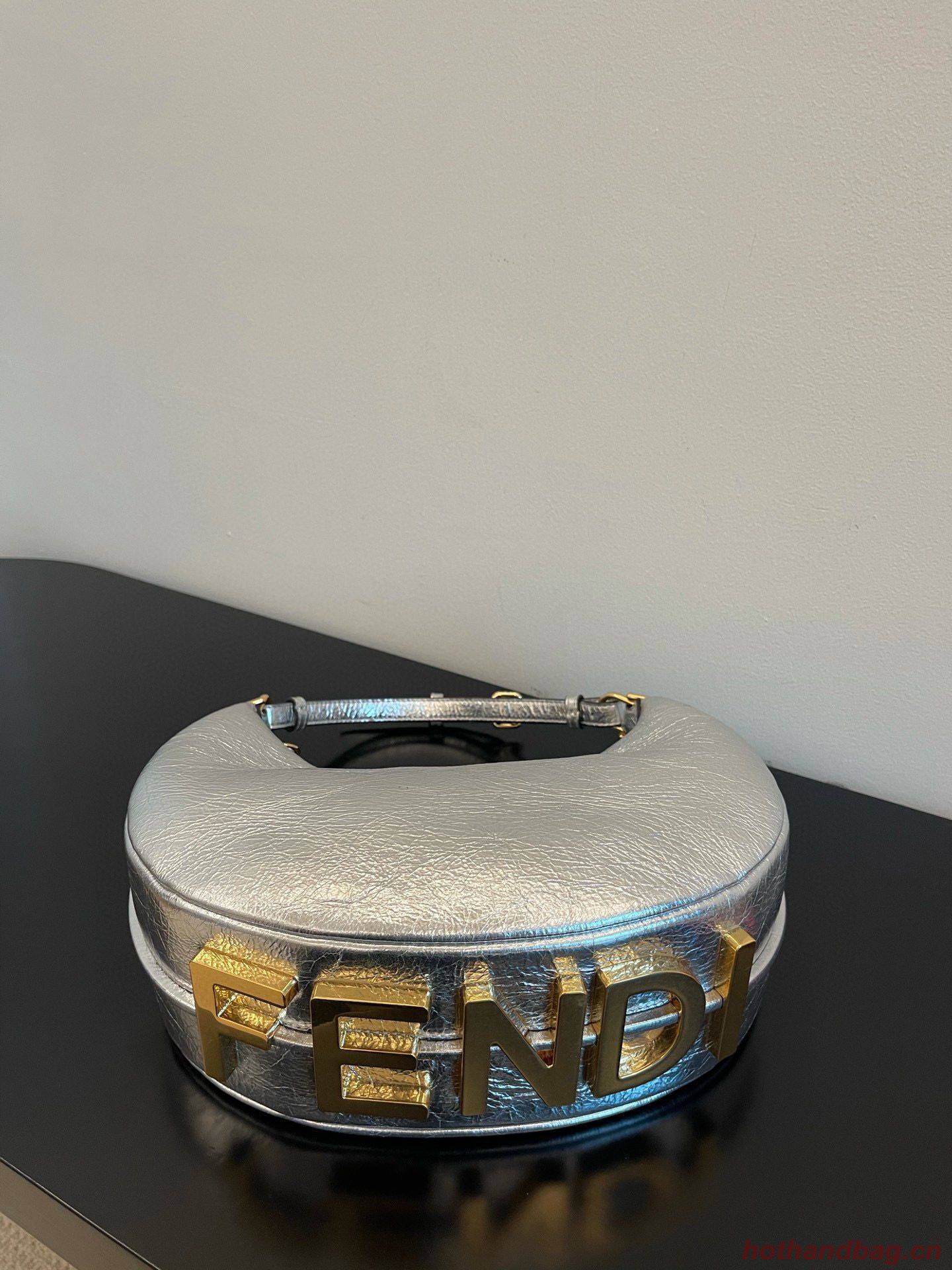 Fendi Praphy Original Leather Big Logo Bag 80056M Silver Fendi Praphy Original Leather Big Logo Bag 80056M Silver